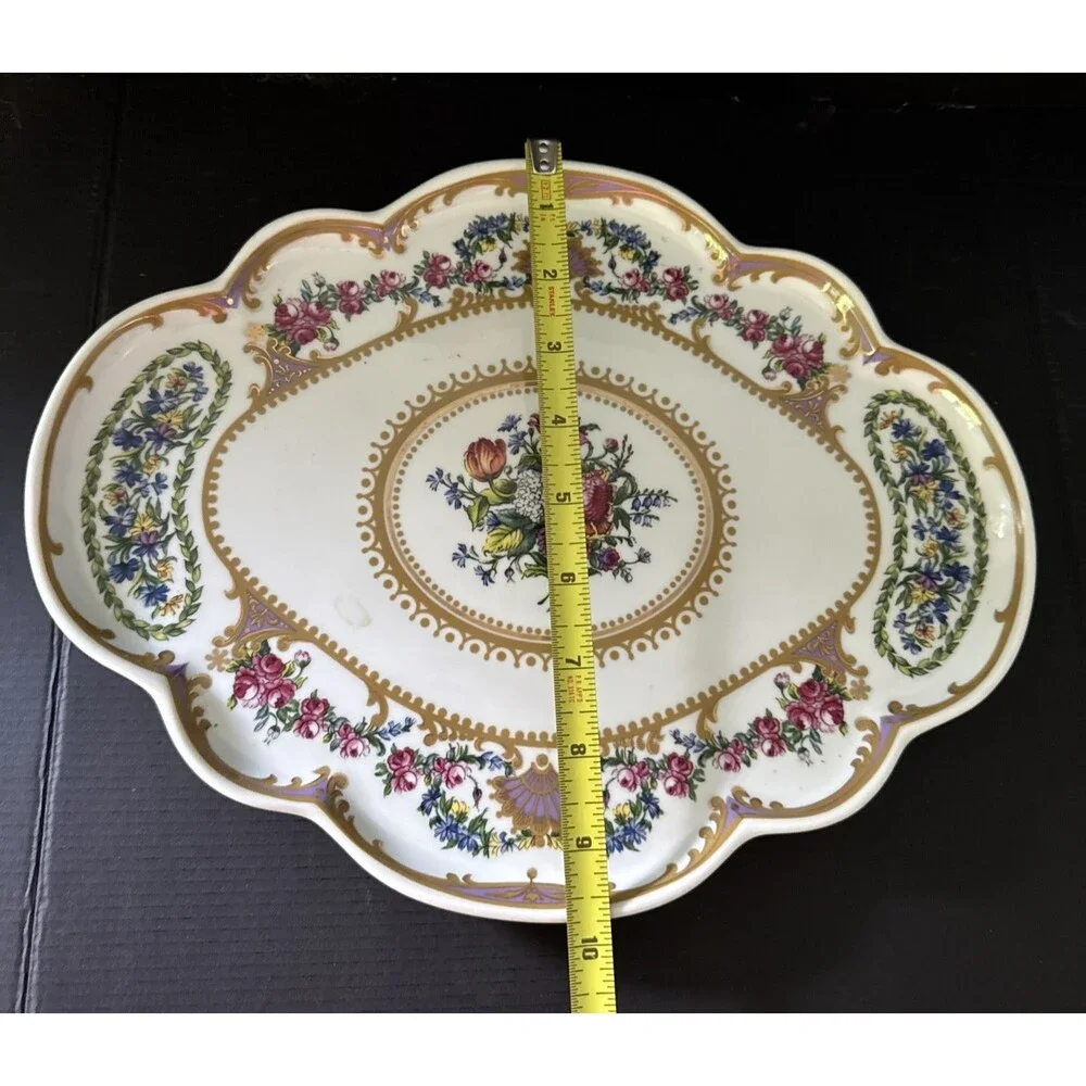 Andrea By Sadek Collection Sevres Ceramic Serving Sandwich Vanity Platter Tray